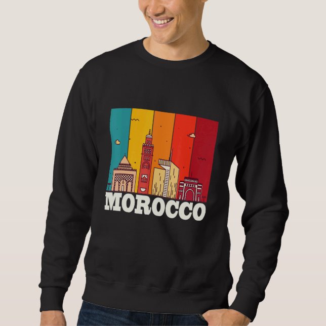 Morocco Skyline Africa Souvenir Moroccans Gibralta Lång Ärmad Tröja (Framsida)