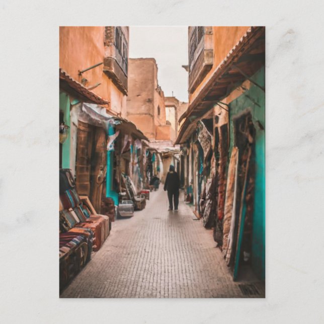 Morocco Street Vattenfärg Vykort (Framsida)