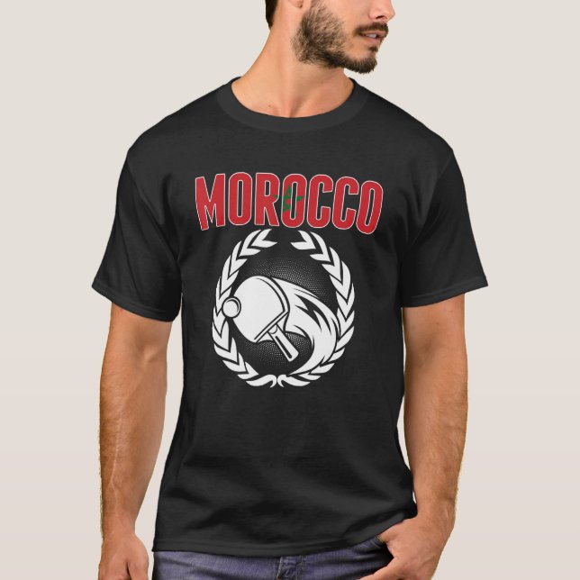 Morocco Table Tennis   Moroccan Ping Pong Supporte T Shirt (Framsida)