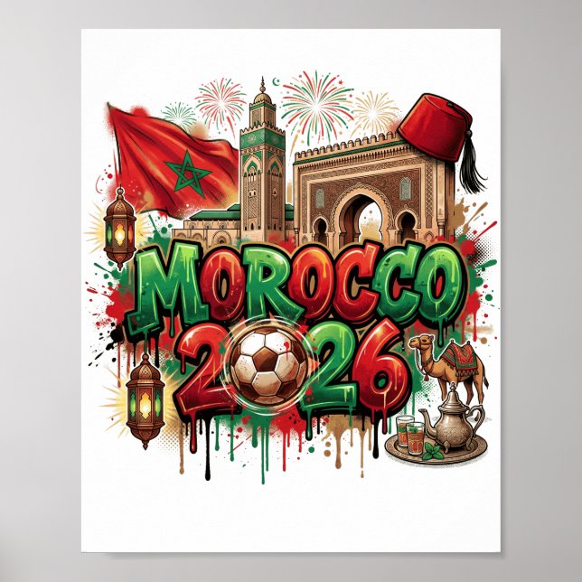 Morocco Vintage Flag Moroccan African Poster (Framsidan)