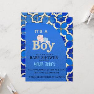 Morockansk pojke baby shower inbjudan
