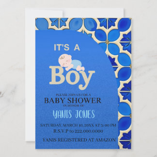 Morockansk pojke baby shower inbjudan
