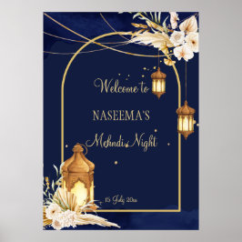 Morockanska lyktor stjärnor, guldmarch Mehndi Poster