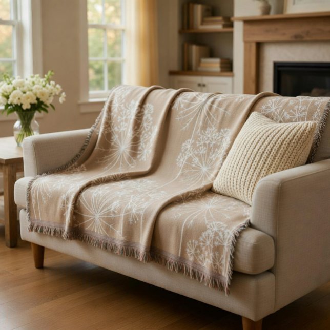 Morot Blomma Silhuett Mjuk Beige Filt (Skapare uppladdad)