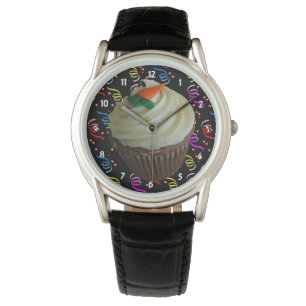 Morot Cake Cupkaka & Confetti Black Leather Watch Armbandsur