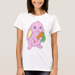 Morot för kanin för Kawaii gullig tecknadkanin T-shirt