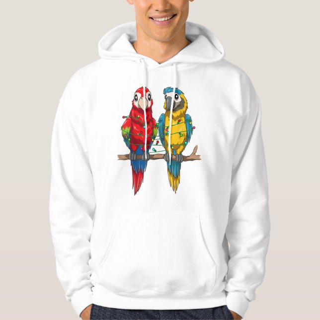 Morot jul Macaw Julafton Ljus Bird Hoodie (Framsida)