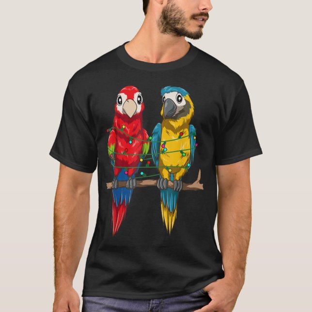 Morot jul Macaw Julafton Ljus Bird T Shirt (Framsida)