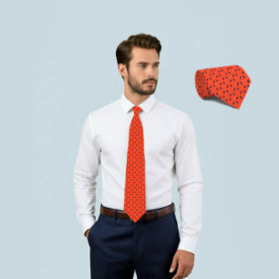 Morot Orangefärgad slips med liten marin geometris