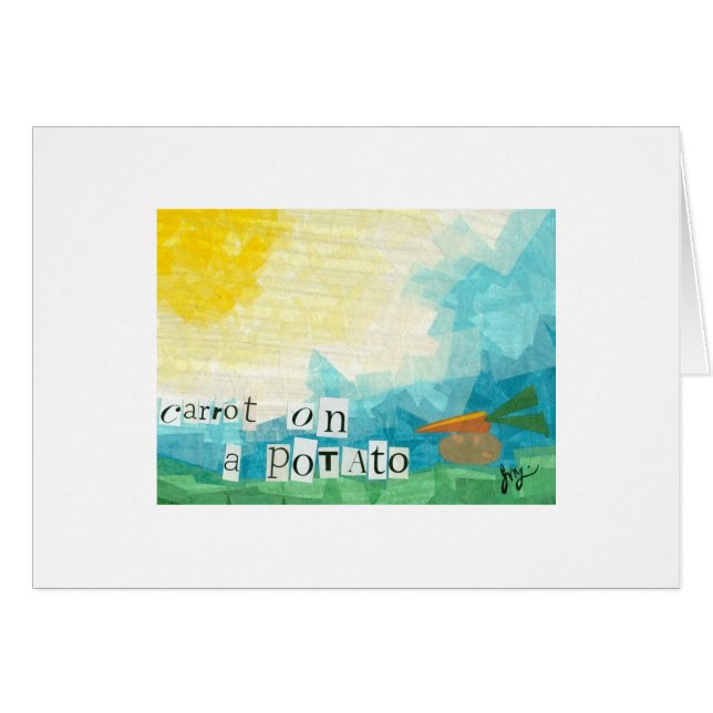 Morot på en potatis hälsningskort (Framsidan Horizontal)