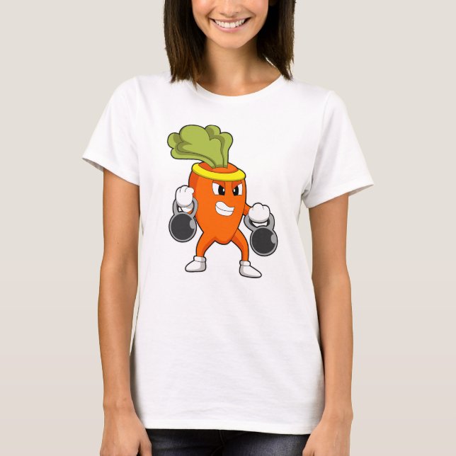 Morot på Fitness med Dumbbells T Shirt (Framsida)