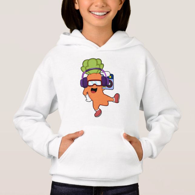 Morot på Music med hörlurar T Shirt (Framsida)