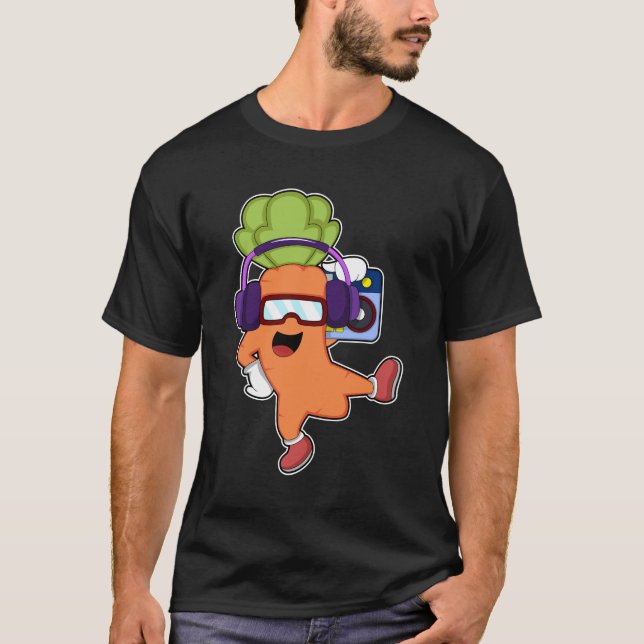 Morot på Music med hörlurar T Shirt (Framsida)