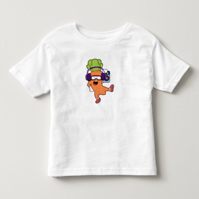 Morot på Music med hörlurar T Shirt (Framsida)