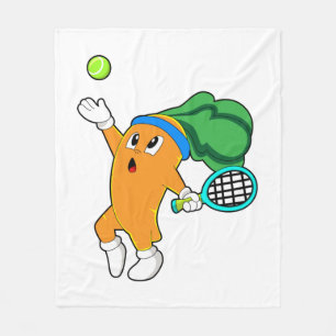 Morot på Tennis med Tennis racket Fleecefilt