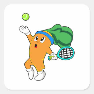 Morot på Tennis med Tennis racket Fyrkantigt Klistermärke