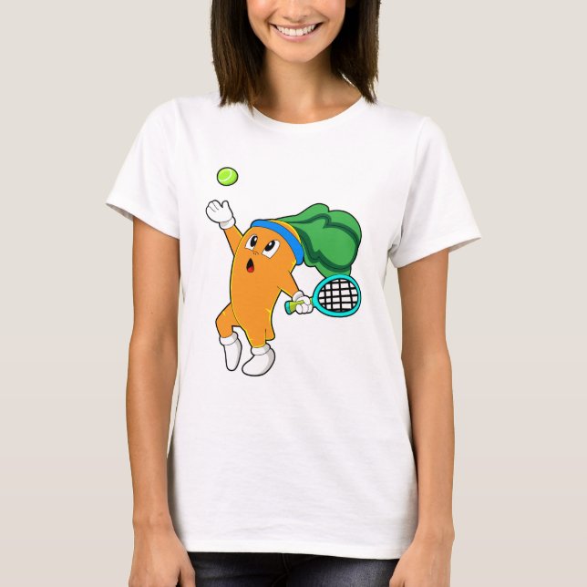 Morot på Tennis med Tennis racket T Shirt (Framsida)