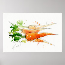 Morot, vattenfärg Vegetable Kitchen-konst