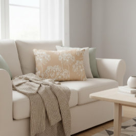 Morotblomma Silhuett Mjuk Beige Kastkudde Prydnadskudde