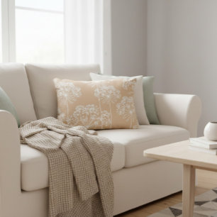 Morotblomma Silhuett Mjuk Beige Kastkudde Prydnadskudde