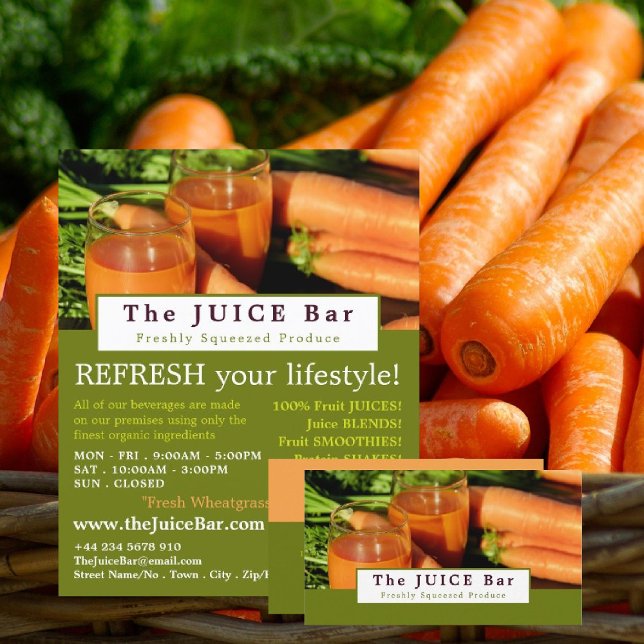 Morotsjuicen, juicen Pub-reklamen Flyer (Skapare uppladdad)