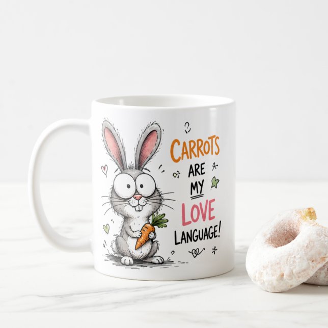 Morötter Är Mitt Kärleksspråk Söt Kanin Barn Kaffemugg (Med munk)