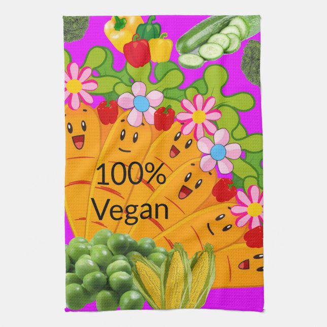 Morötter ärter 100 % Vegan Kitchen Hand Towel Kökshandduk (Vertikal)