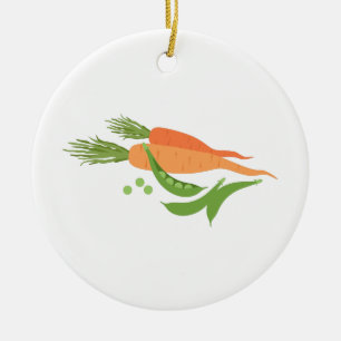 Morötter & ärtor julgransprydnad keramik