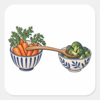 Morötter Broccoli och Hjälpsamma Sked Klistermärke