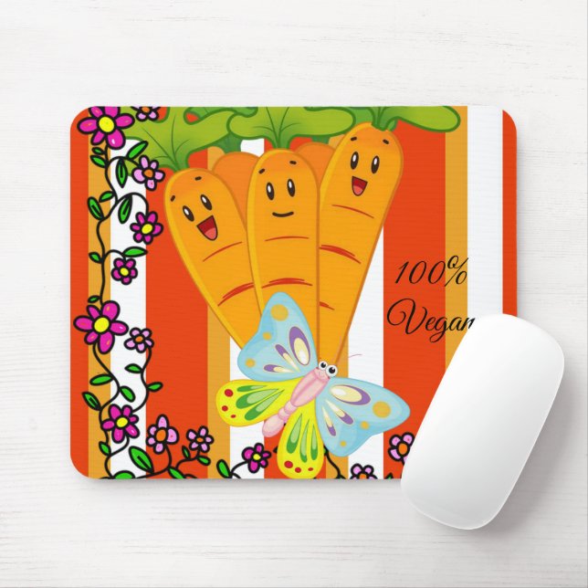 Morötter Butterfly Rand Mouse Pad! Muspets Musmatta (Med mus)
