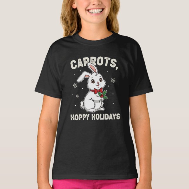 Morötter Glad jul – Söt kanin jul T Shirt (Framsida)