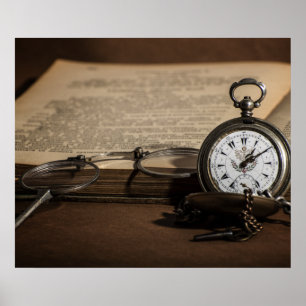 Morpas Antique Watch and Glasses Poster