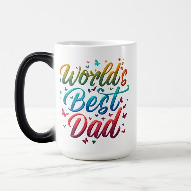 Morphing Mug 15 oz – Världens bästa pappa** Magisk Mugg (Vänster)