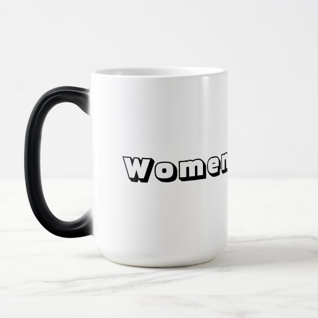 Morphing-mugg – tryckt text 'Women' Magisk Mugg (Vänster)