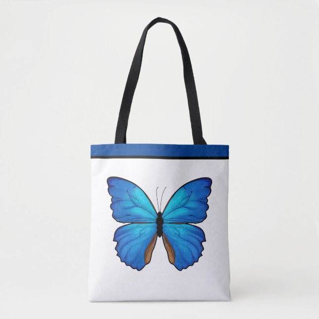 Morpho Blue Butterfly med Namn Tygkasse (Framsida)