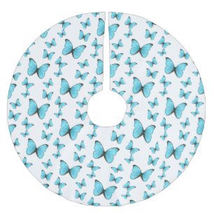 Morpho Butterflies tecknad illustration Julgransmatta Borstad Polyester