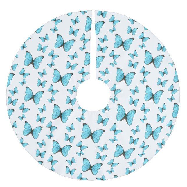 Morpho Butterflies tecknad illustration Julgransmatta Borstad Polyester (Framsidan)
