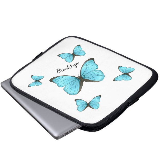 Morpho Butterflies tecknad illustration Laptop Fodral (Framre botten)