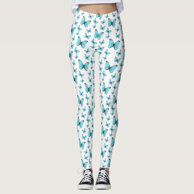 Morpho Butterflies tecknad illustration Leggings (Framsida)