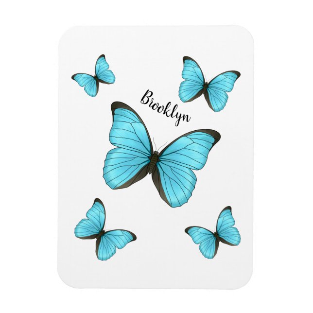 Morpho Butterflies tecknad illustration  Magnet (Vertikal)
