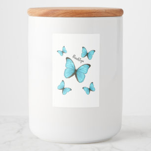 Morpho Butterflies tecknad illustration Mat Etikett