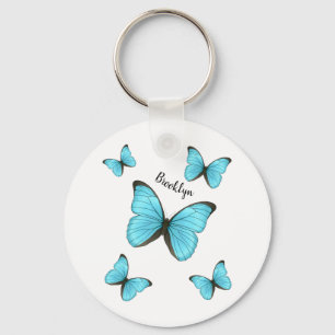 Morpho Butterflies tecknad illustration Nyckelring