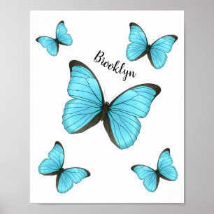Morpho Butterflies tecknad illustration Poster