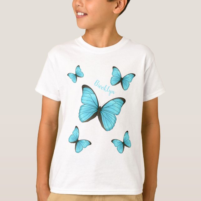 Morpho Butterflies tecknad illustration T Shirt (Framsida)