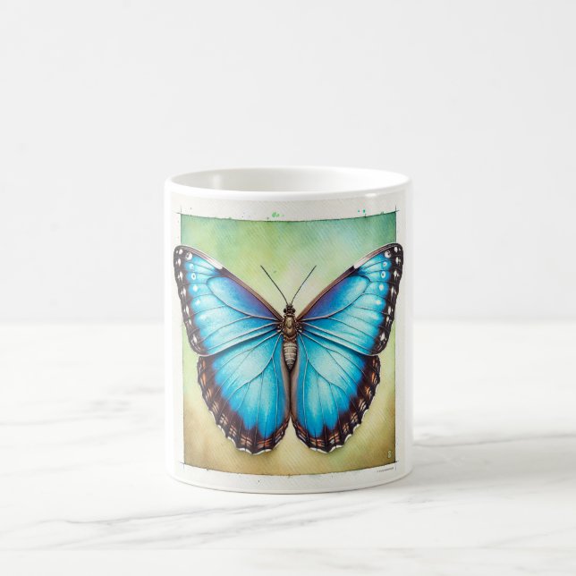 Morpho Butterfly 110924IREF224 - Watercolor Kaffemugg (Center)