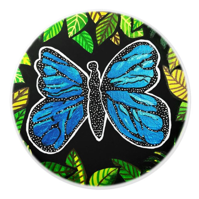 Morpho Butterfly Ceramic Knob Knopp (Framsidan)