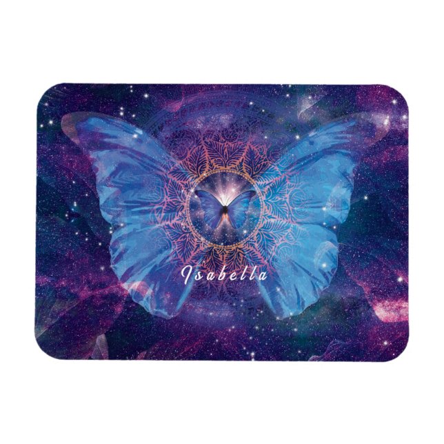 Morpho butterfly / Galaxy Mandala Magnet (Horisontell)