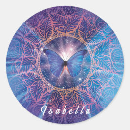 Morpho butterfly / Galaxy Mandala Runt Klistermärke