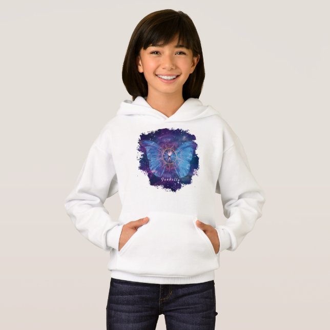 Morpho butterfly / Galaxy Mandala T Shirt (Hel framsida)