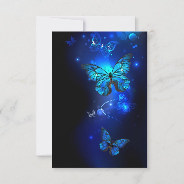 Morpho Butterfly i Mörkens bakgrund Anteckningskort (Framsida)